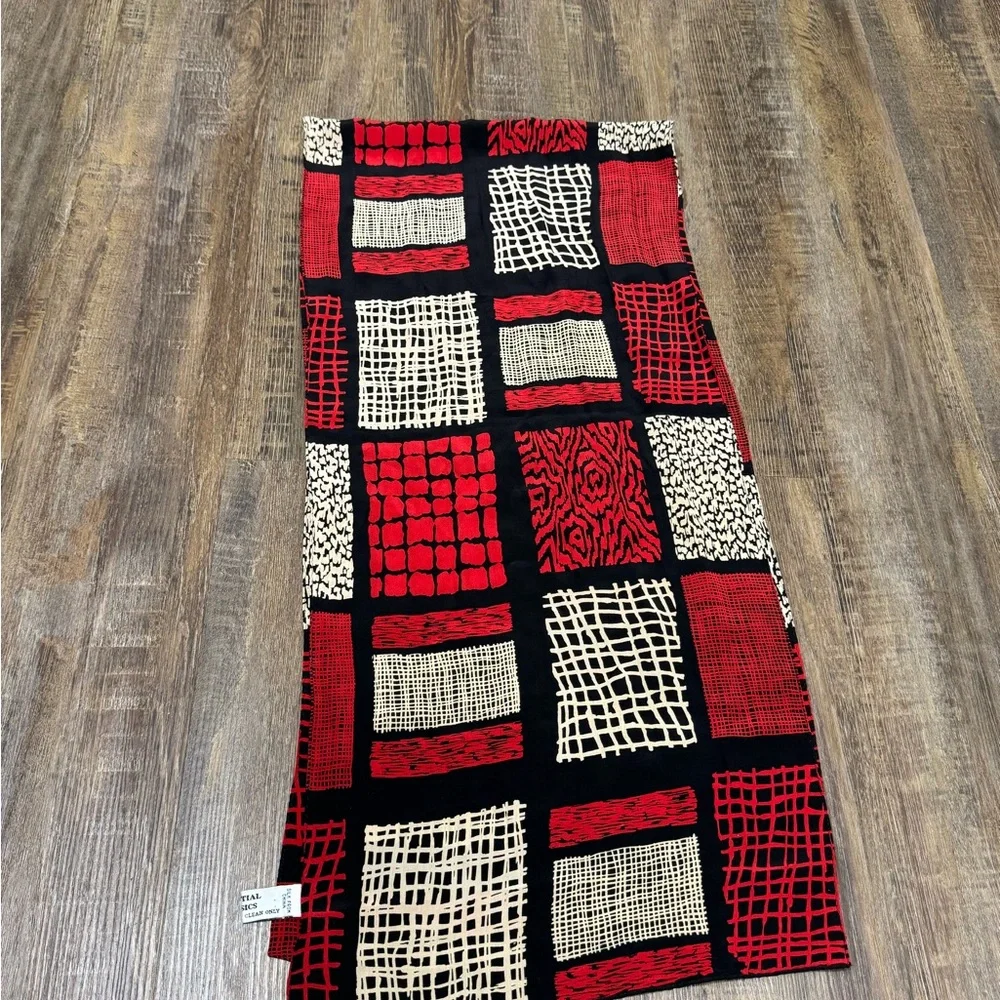 Essential Classics Red Black Tan Silk Patterned Women's‎ Scarf Stylish Lightwt